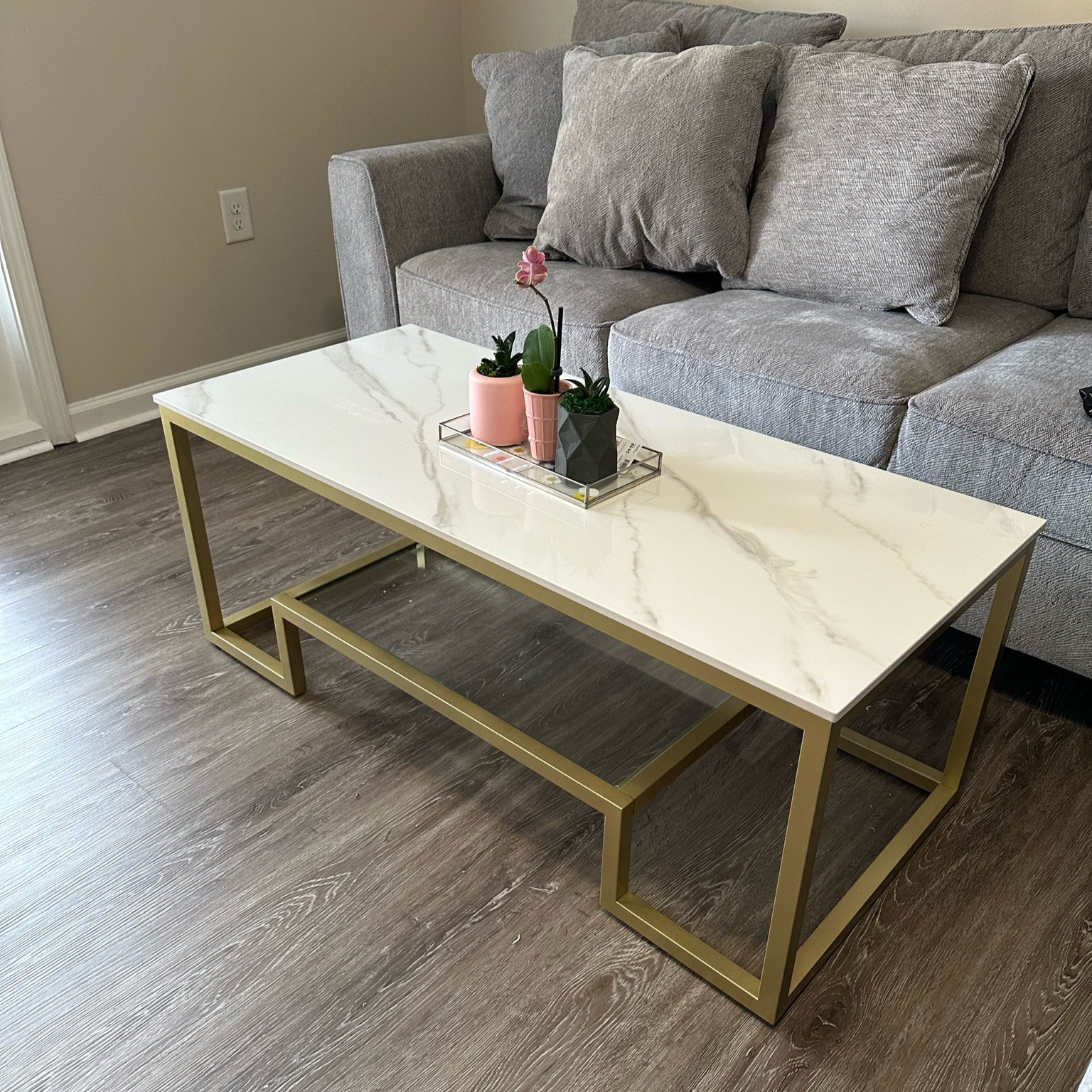 Marble coffee table, coffee table, modern glam coffee table, apartment coffee table, affordable coffee table, white and gold coffee table 

#LTKsalealert #LTKhome #LTKFind