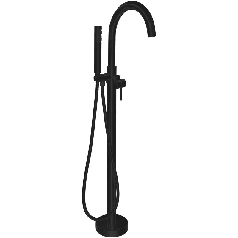 FS-AZ0047BK Coral Series Double Handle Floor Mounted Clawfoot Tub Faucet with Handshower | Wayfair North America