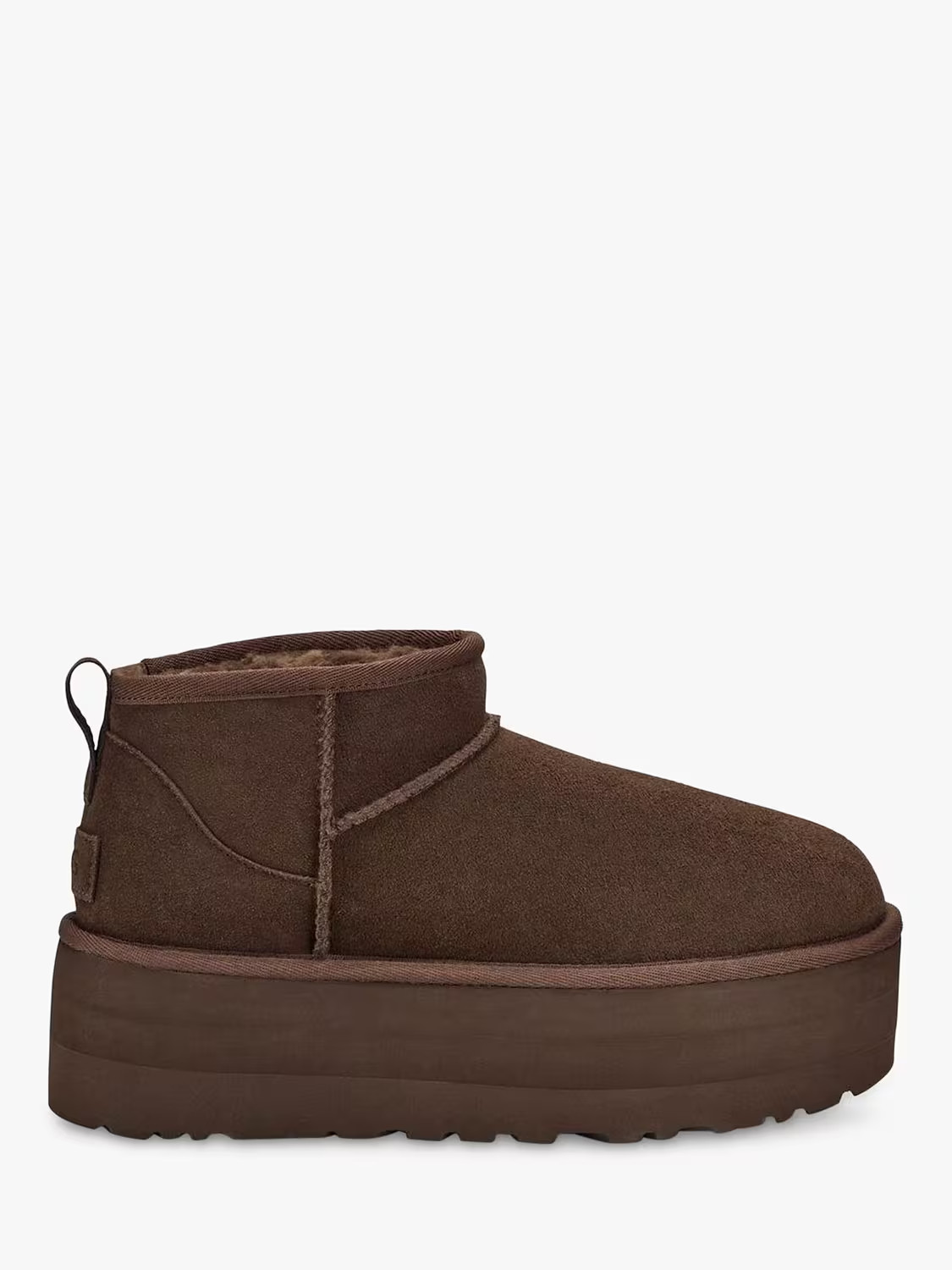 UGGClassic Ultra Mini Platform Suede Boots, Brown Chocolate, 4 | John Lewis (UK)