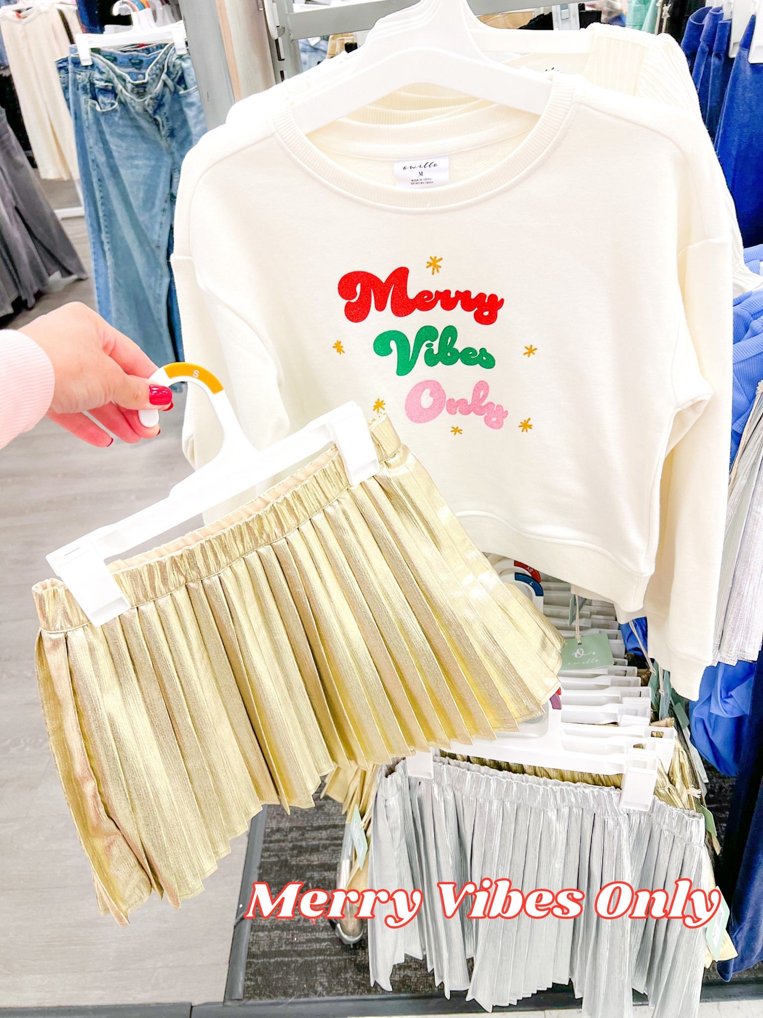 Target Kids Merry Vibes Only Graphic Sweater Girls & Pleated Foil Gold Skirt #target #targetstyle #targetgirls #holidaylooks #christmasoutfit #ootd #kidssweaters #familypictures 

#LTKHoliday #LTKGiftGuide #LTKKids