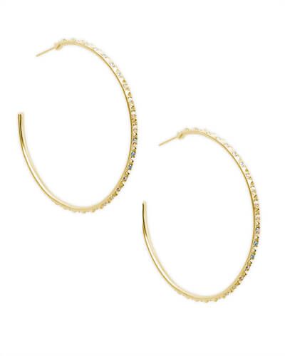 Val Gold Hoop Earrings in Iridescent Crystal | Kendra Scott