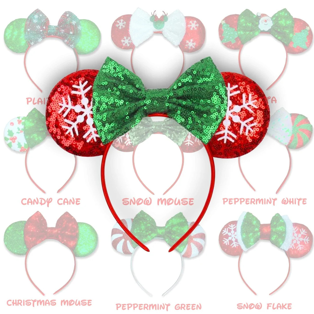Magic Mouse Sequin Christmas Headband Ears, 9 Styles To Choose From, Holiday Ears | Etsy (US)