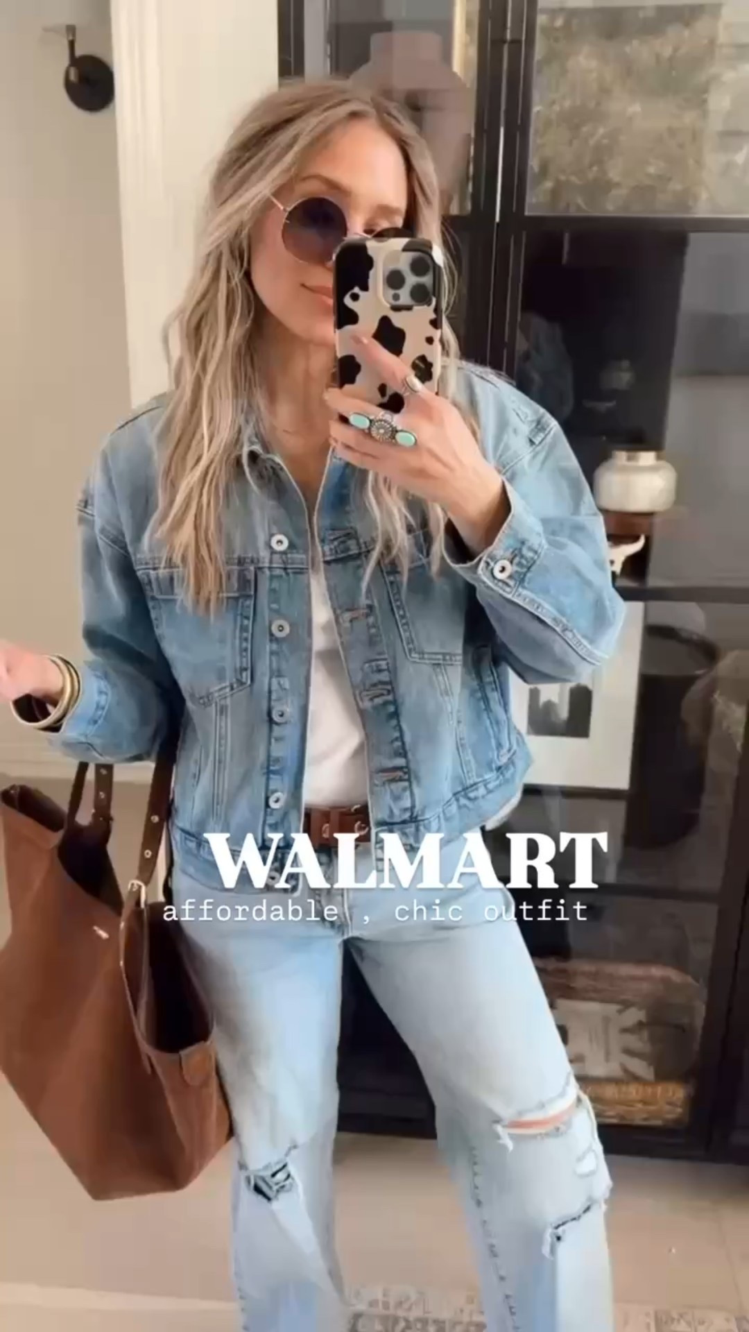 🤍Walmart (and coach) outfit Inspo! Seriously cannot get over the denim on denim look. Plus this tee underneath is a closet staple for $10. 

Wearing size s in tops & size 4 in pants. 

#LTKgrwm #LTKdayinmylife