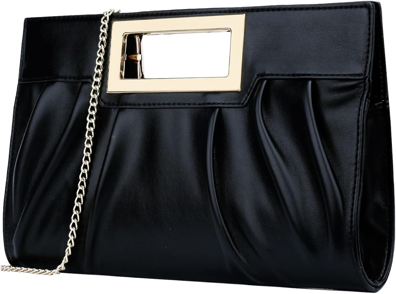 KKXIU Women Clutch Purse Elegant Pleated Evening Bag for Wedding Prom Bridal with Chain Strap | Amazon (US)