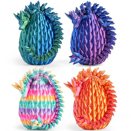 Rapean 8" 3D Printed Dragon Eggs, Easter Basket Stuffers for Kids and Teens, Articulated Dragon Toys for Children, Unique Easter Gifts for Boys & Girls (4Pack) | Amazon (US)