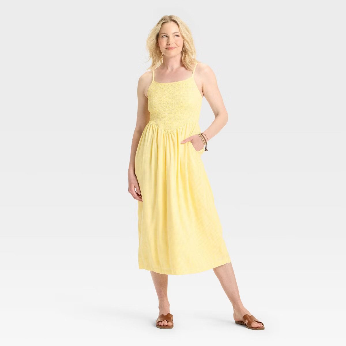 Women's Smocked V-Waist Midi Dress - A New Day™ | Target
