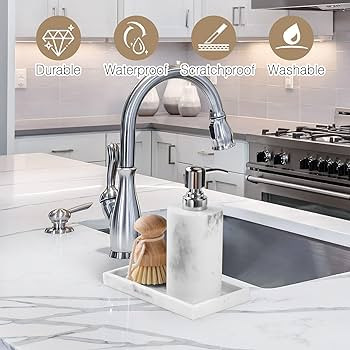 Luxspire Bathroom Vanity Tray, 8 x 4 inch Resin Soap Dispenser Tray Kitchen Sink Tray, Small Marb... | Amazon (US)