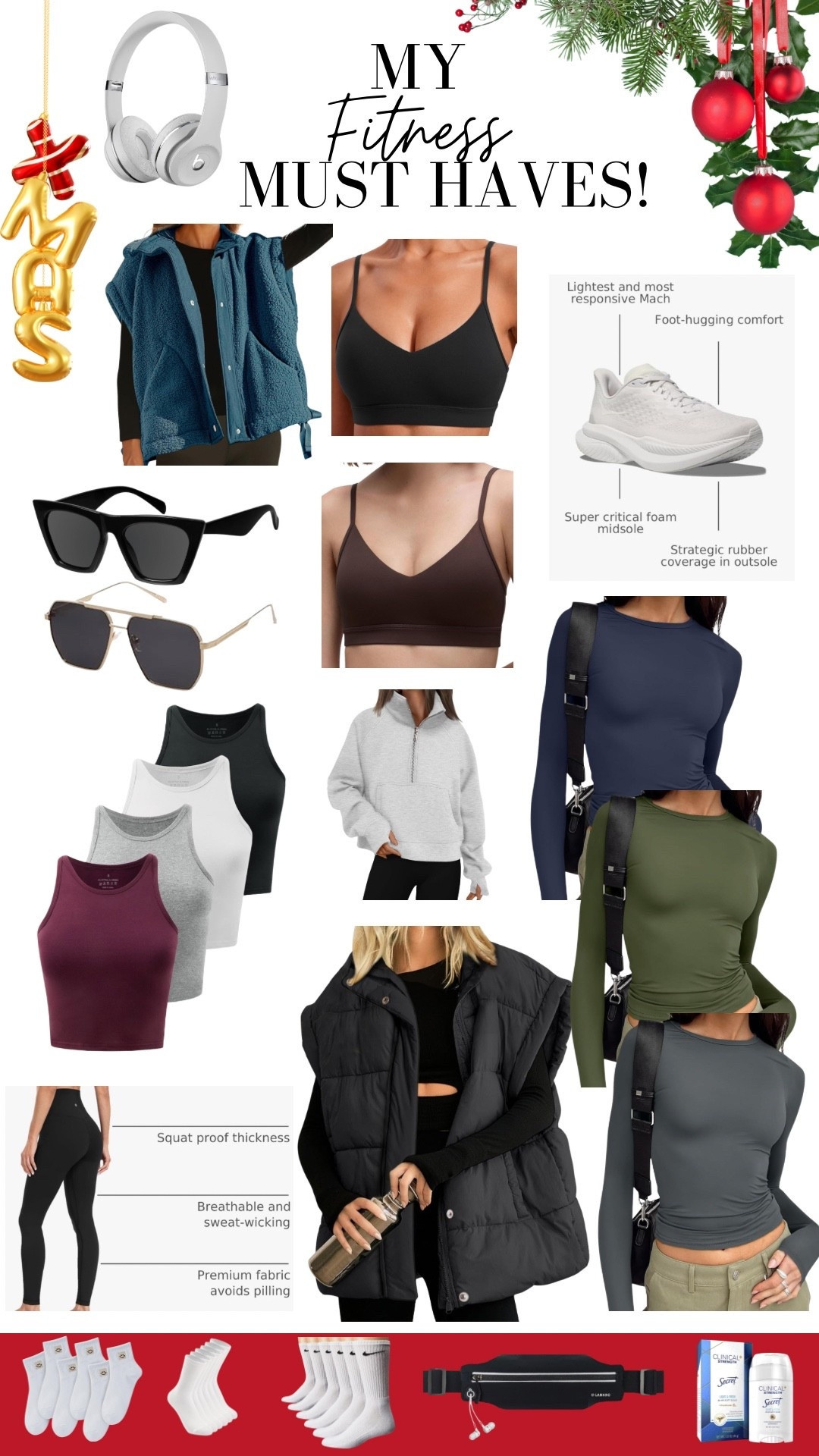 My fitness MUST haves!!! These are all very tried and true 💪🏼🤎🧘🏼‍♀️🥇

I know you’ve seen me in a majority of these items before. Don’t act like you haven’t seen those sunglasses and Hokas like 1,000 times 🤪🕶️👟

#LTKHoliday #LTKfitnessgoals #LTKActive