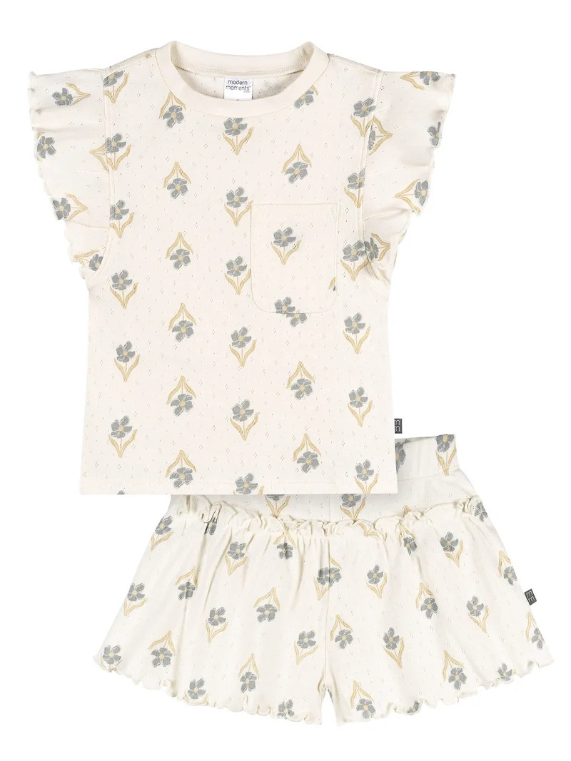 Modern Moments by Gerber Toddler Girl Organic Top and Short Set, Sizes 12 Months - 5T | Walmart (US)