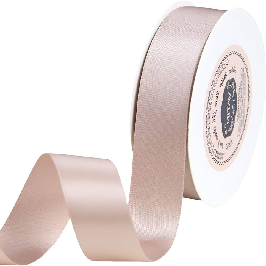 VATIN 1 inch Double Faced Polyester Satin Ribbon Vanilla - 25 Yard Spool, Perfect for Wedding, Wr... | Amazon (US)