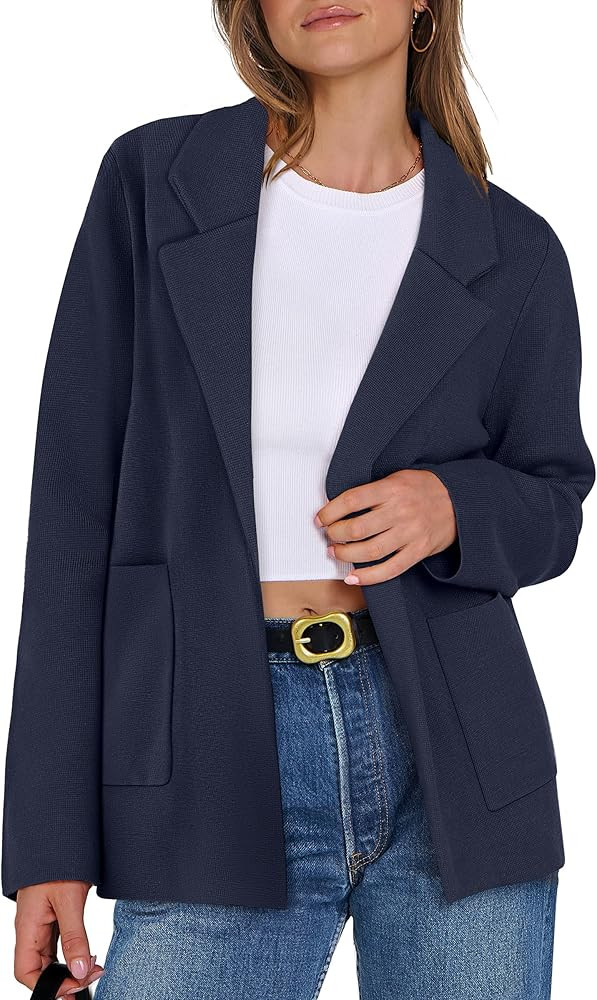 ANRABESS Womens Sweater Blazer 2025 Fall Cardigan Chunky Knit Jacket Coats | Amazon (US)