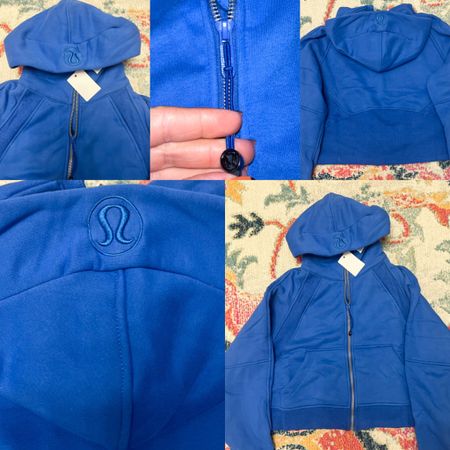 $46 scuba hopdie full zip got a size S/M def fits smaller like a cropped hoodie almost. Color is “lark blue” 