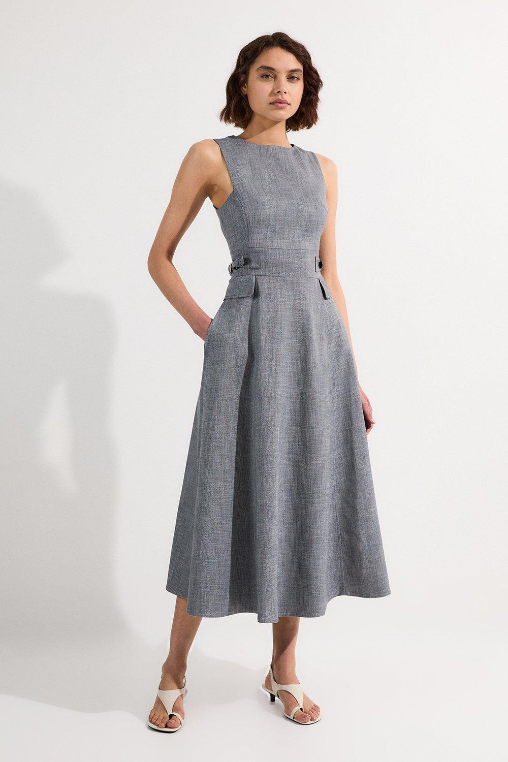 Tailored Marl Midi Dress | Karen Millen | Karen Millen US