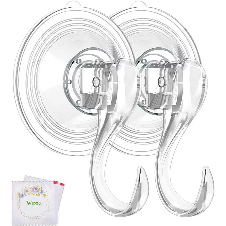 Large Clear Reusable Heavy Duty Wreath Hanger Suction Cup with Wipes 22 LB Strong Window Glass Su... | Walmart (US)