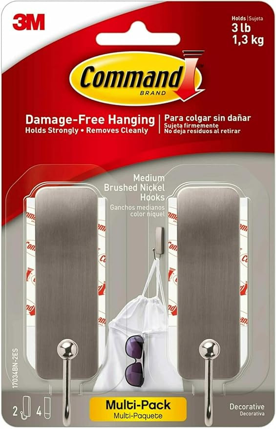 Command Medium Decorative Wall Hooks, Damage Free Hanging Wall Hooks with Adhesive Strips, No Too... | Amazon (US)
