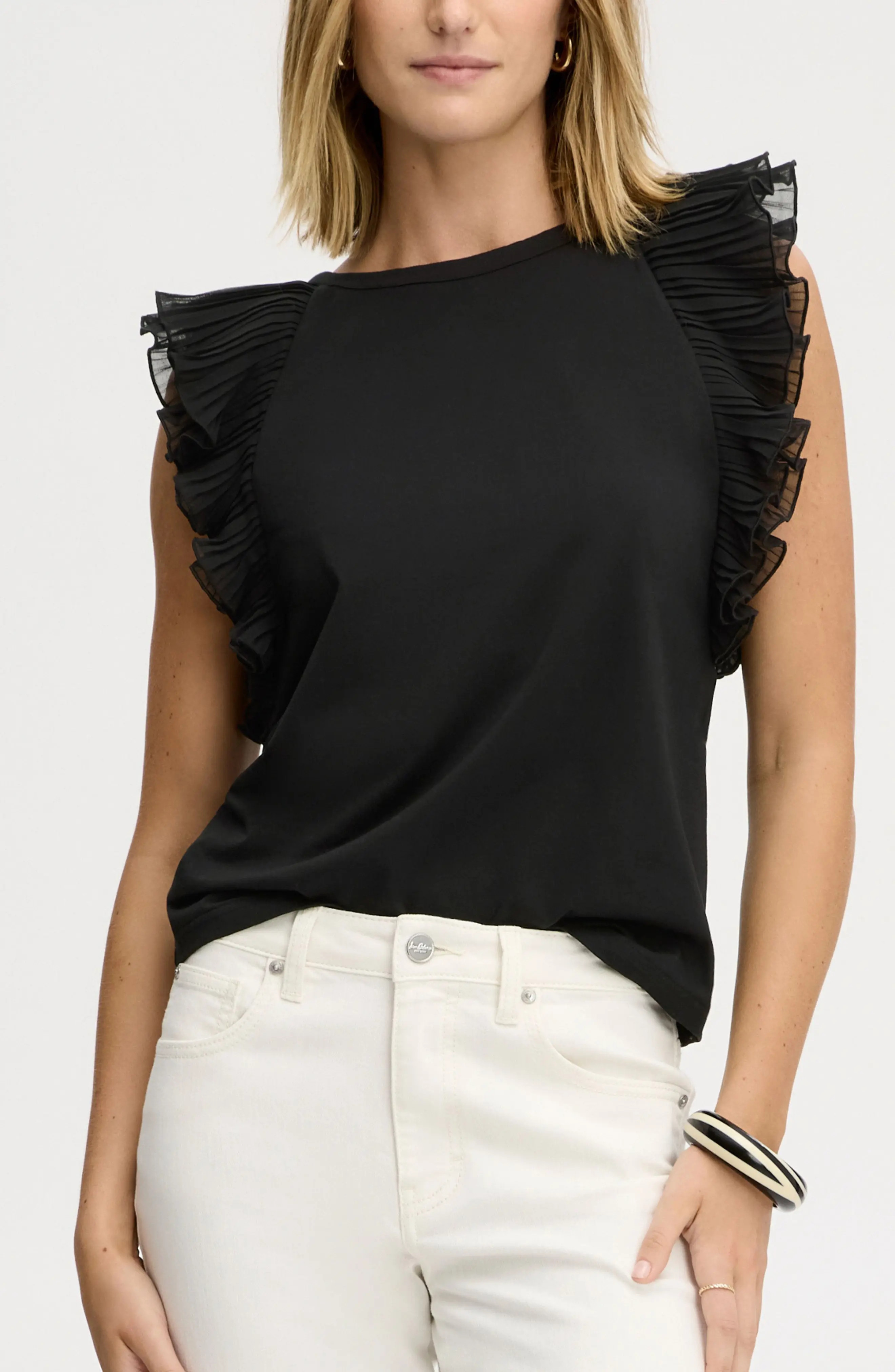 Sam Edelman Pleated Ruffle Sleeve Top (Women) | Nordstrom | Nordstrom