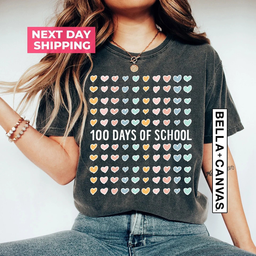 100 Days of School Shirt, 100th Day of School, 100 Days of Hearts Shirt, Hearts 100th Day, 100 He... | Etsy (US)