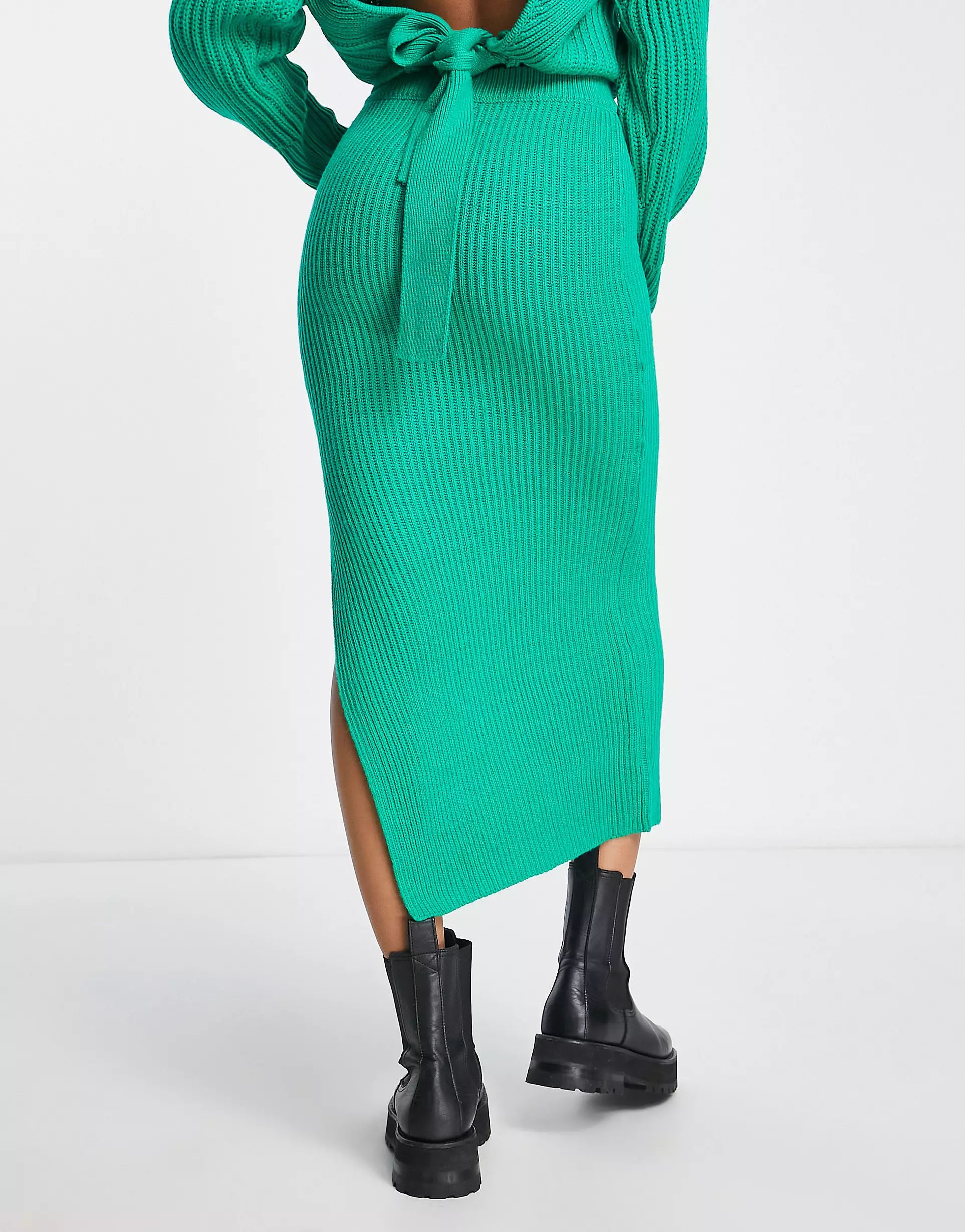 ASOS DESIGN co-ord knitted midi skirt in green | ASOS (Global)