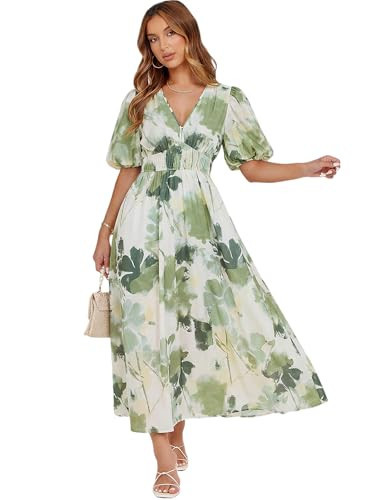 Sissyaki Women's Floral Maxi Dress 2026 Summer Spring Wedding Guest Dress Abstract Green XL | Amazon (US)