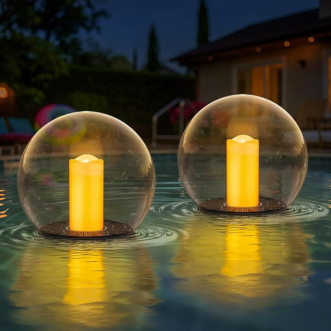 uuffoo 2-Pack 7.4x7.4 Solar Floating Pool Lights Ball Solar Powered Flickering that Float Candles... | Amazon (US)