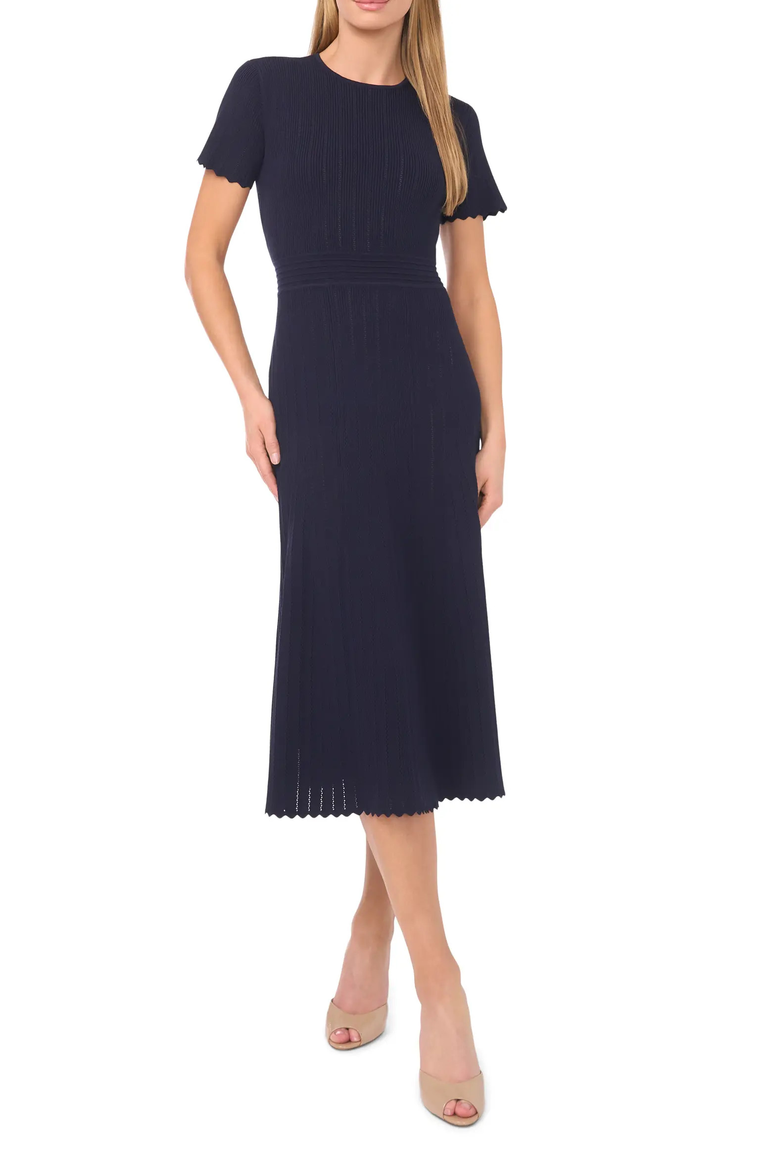 Pointelle Short Sleeve Midi Dress (Women) | Nordstrom | Nordstrom