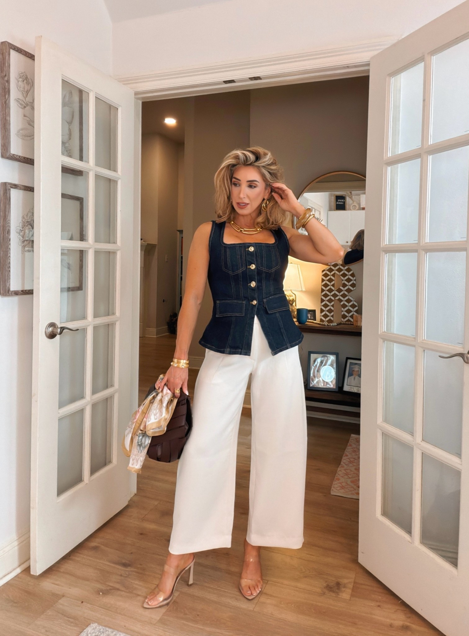 These ivory barrel crepe trouser pants feel so elevated and chic with very little effort. Paired it with this dark denim vest with beautiful contrast stitching.🙌🏻

Fall outfits women over 50, elevated style, workwear outfits, business casual workwear outfits, work pants

#LTKgrwm #LTKOver40 #LTKWorkwear