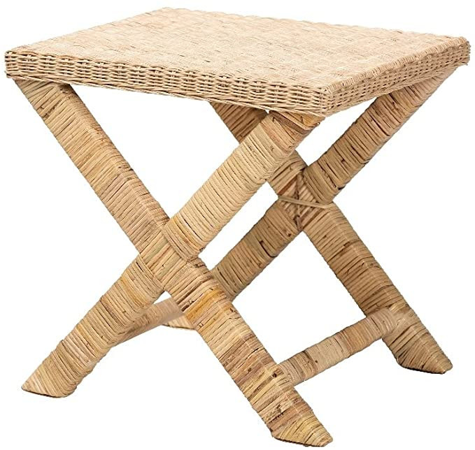 Baxton Studio Farica Modern Bohemian Natural Rattan and Mahogany Accent Bench | Amazon (US)