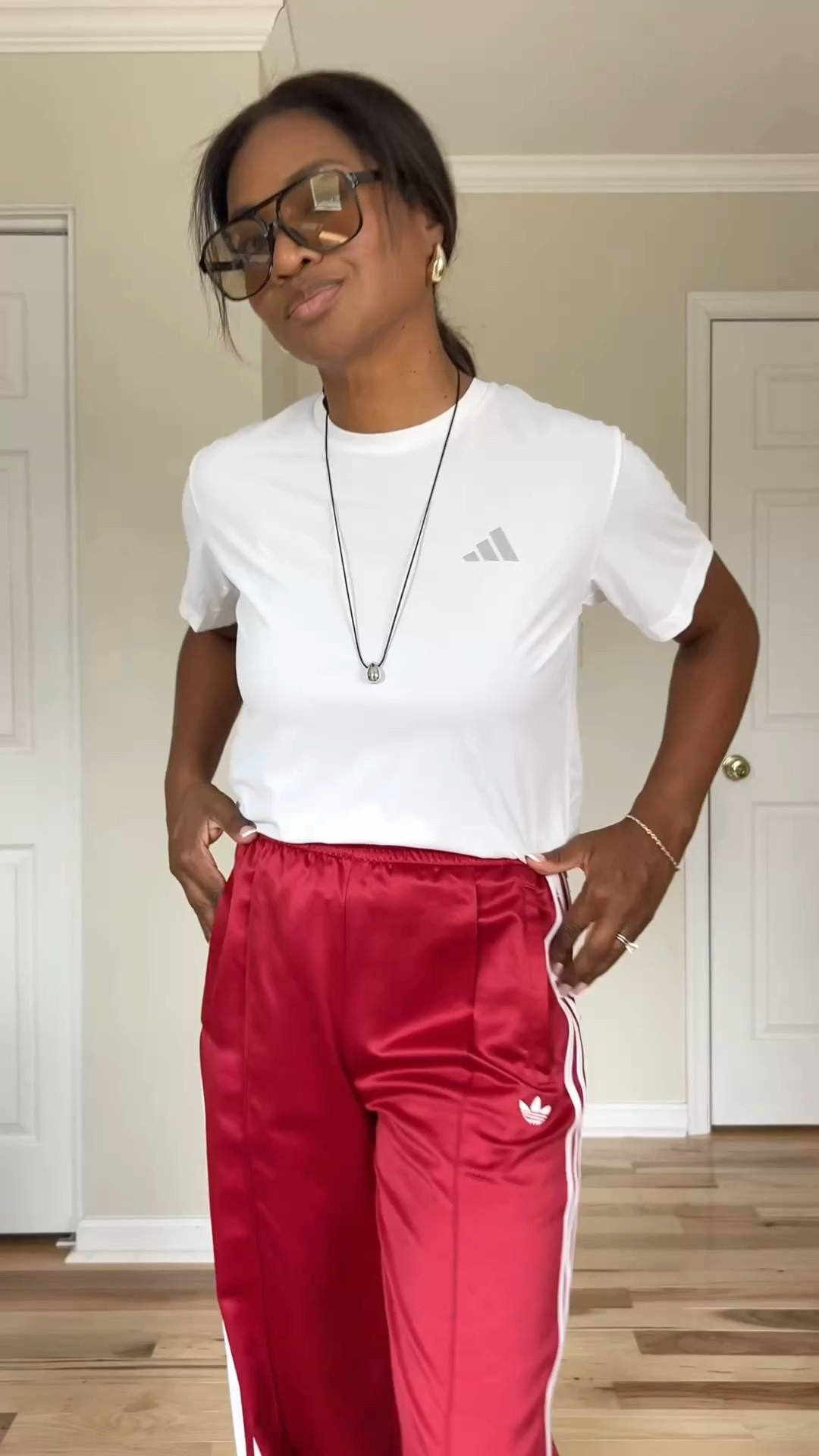 Wearing head to toe @adidas. I wear a size small in the Running Climacool Iconic T-shirt and the Satin Loose Track pants. I recommend sizing ½ down in the Samba Janes. The Amplifier backpack 
comes in other colors as well. @adidas #createdwithadidas #adidaspartner

#LTKgrwm #LTKootd #LTKOver40