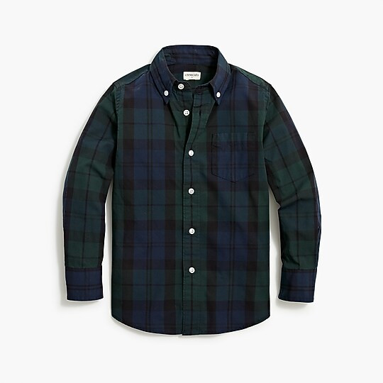 Boys' long-sleeve flex casual shirt in Black Watch plaid | J.Crew Factory
