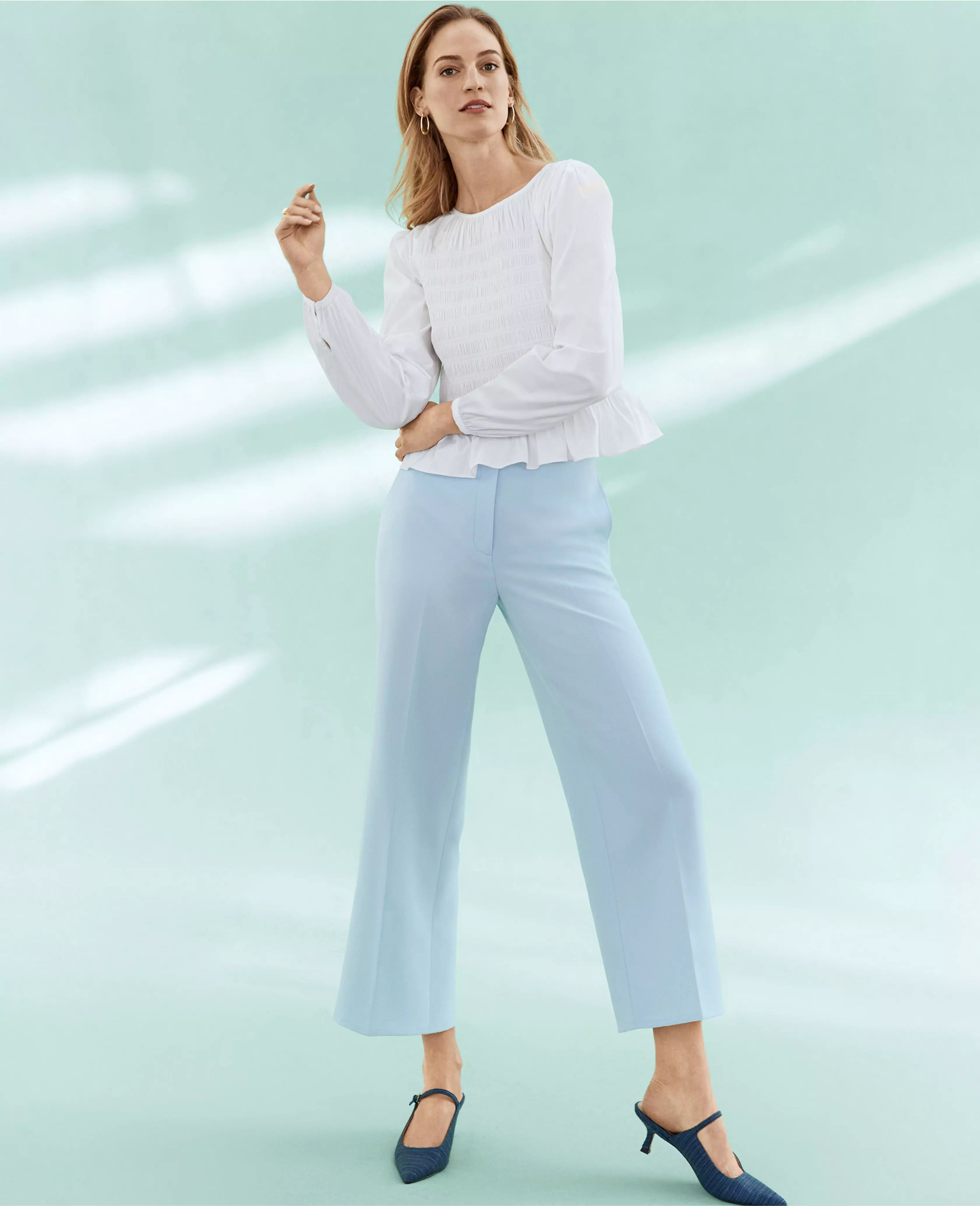 The High Rise Kate Wide Leg Crop Pant in Crepe | Ann Taylor (US)
