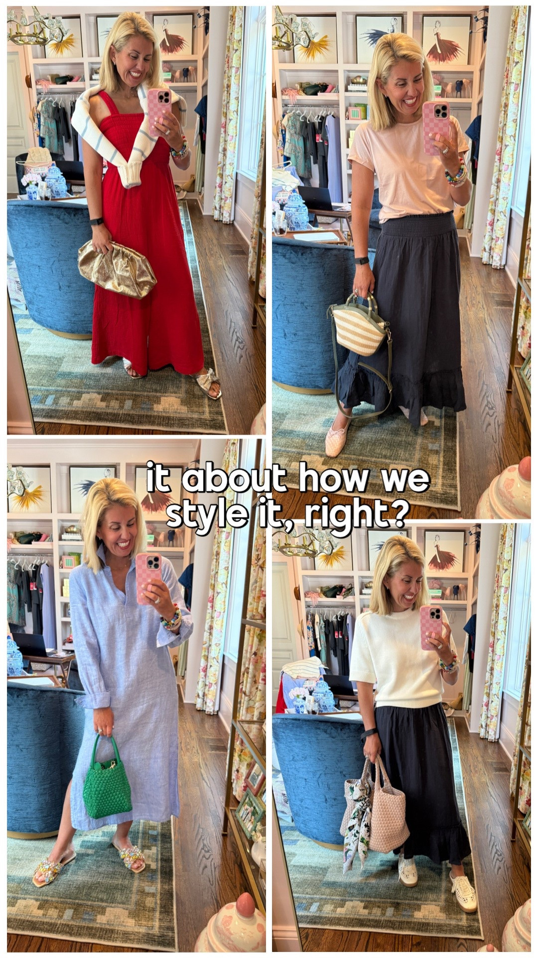 It’s about how we style it, right?!? 
Sizing: 
Tee - xs
Jumpsuit - small
Popover Maxi Dress - xs
Maxi Skirt - xs
Sweater - xs
Linen Midi Dress - small

*code Catherine20 at Allie + Bess

#LTKdayinmylife #LTKmomlife #LTKOver40

#LTKdayinmylife #LTKootd #LTKmomlife