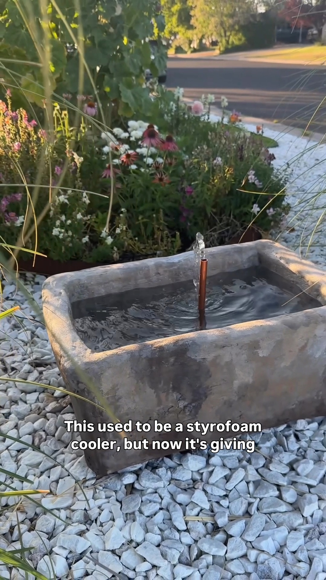 I’ve been drooling over all the vintage limestone water troughs people are turning into garden fountains—they’re stunning, but also wildly expensive. So when I spotted a lonely Styrofoam cooler in the garage, I thought… why not try to make my own?

I used Quikrete Vinyl Concrete Patcher (applied by hand like frosting), gave it an aged, old-world look with watered-down paint (Loxley helped with that part 🥹), sealed it with Flex Seal, and added a copper pipe for that extra charm.

It’s giving vintage French countryside on a shoestring budget—and it’s the first little step toward my dream of creating an old-world cottage garden right here in Arizona. Just the beginning. 🌿

#diyfountain #fauxlimestone #gardenfountain #moderncottage #organicmodernhome #outdoordecor #budgetfriendlydiy #upcycleddecor #concretediy #europeaninspiredhome #cottagegarden #gardeninspo #oldworldstyle #vintagegarden #oliveatilier #limestonetrough #diylimestone

#LTKHome #LTKdayinmylife
