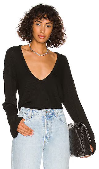 Deep V Neck Top in Black | Revolve Clothing (Global)