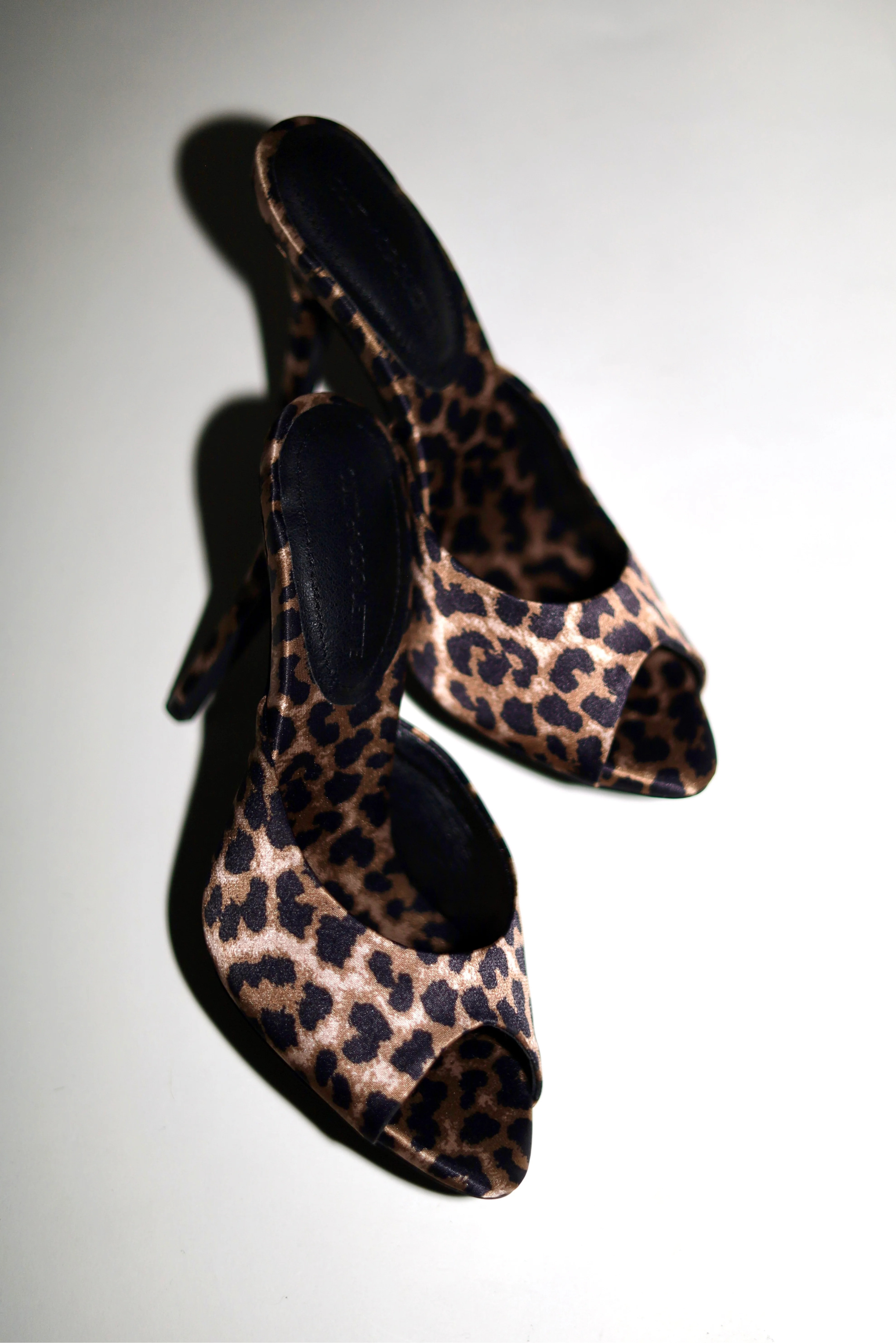 Ford Leopard Satin Open Toe Mules | CULT OF COQUETTE