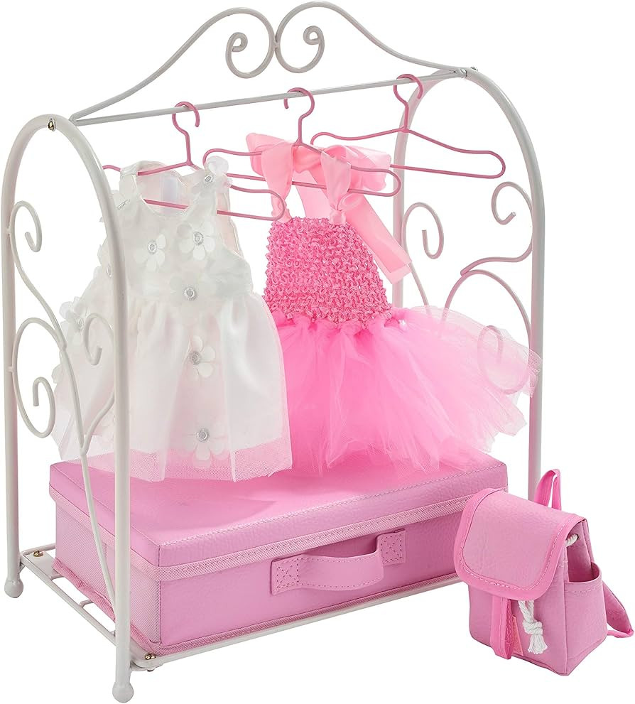 Badger Basket Toy Scrollwork Metal Doll Armoire with Storage, Dresses, and Accessories for 18 inc... | Amazon (US)