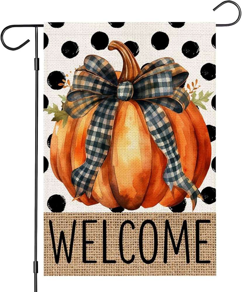 Fall Garden Flag 12x18 Inch Double Sided Outside, Autumn Pumpkin Welcome Seasonal Small Yard Outd... | Amazon (US)