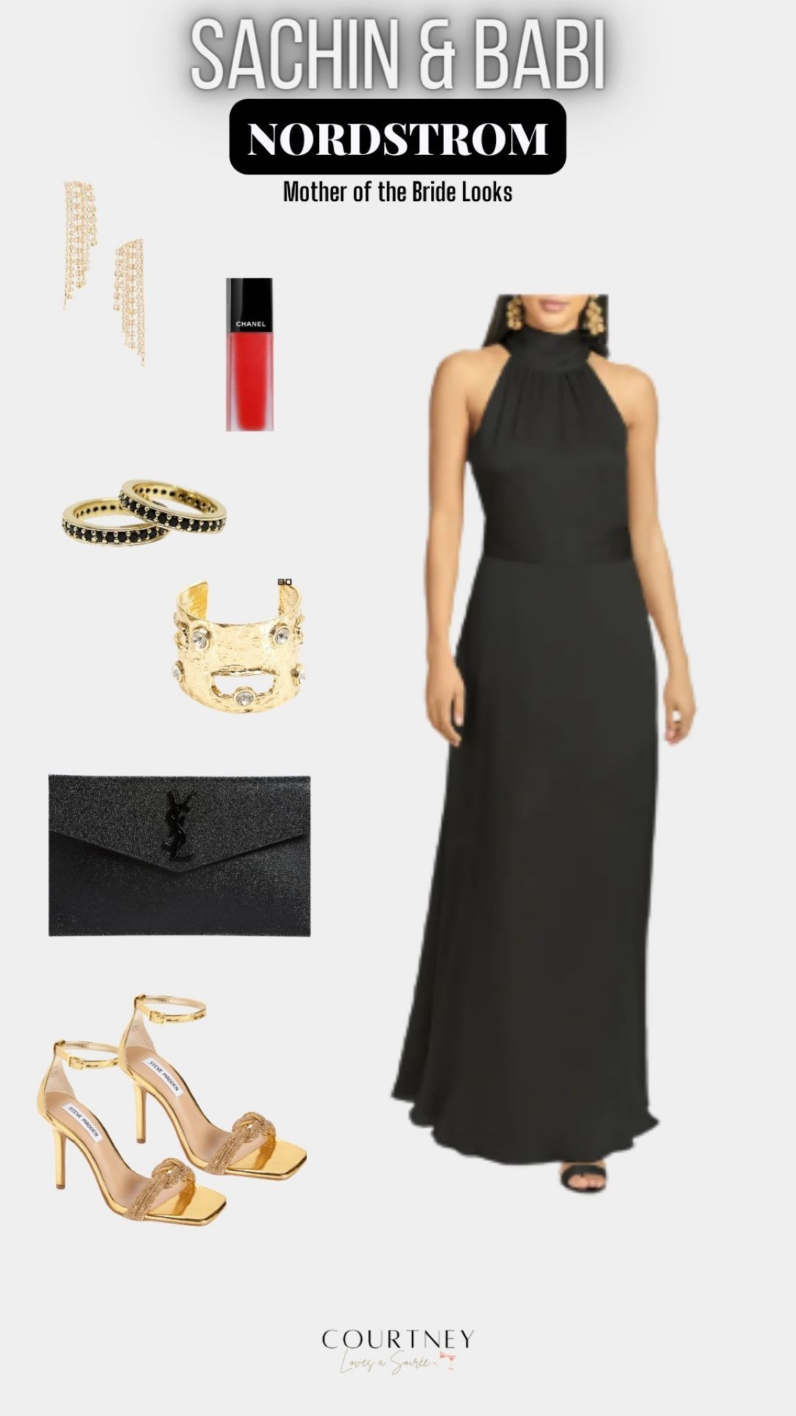 Who says the mother of the bride can’t wear a sexy, classic black evening gown? Finish the look with gold accessories & a black YSL clutch. Don’t forget a timeless red lip!

#LTKwedding #LTKFind #LTKstyletip