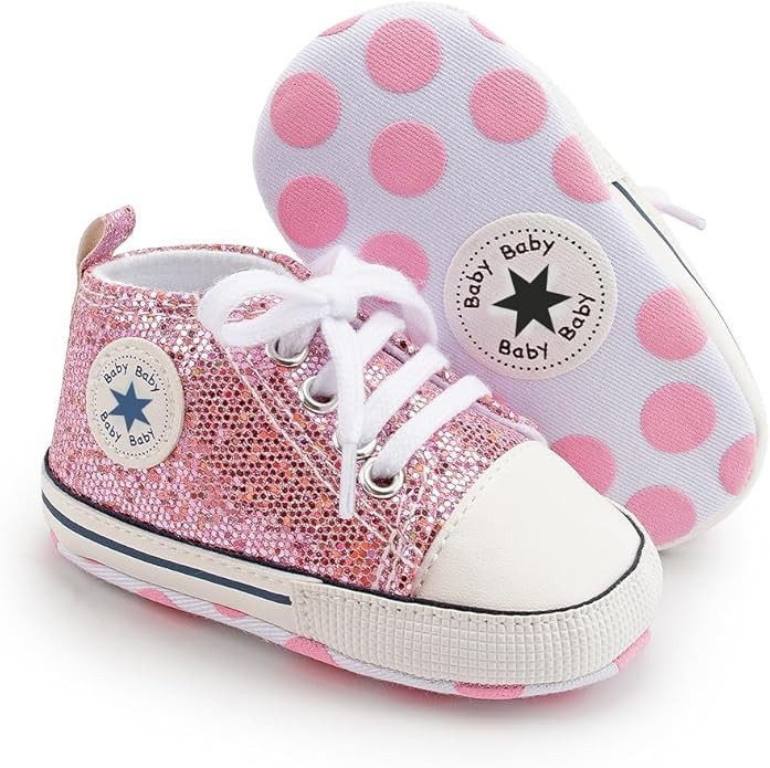 Unisex Baby Girls Boys Canvas High-top Shoes, Newborn Infant Anti-Slip Soft Sole Frist Walking Br... | Amazon (US)