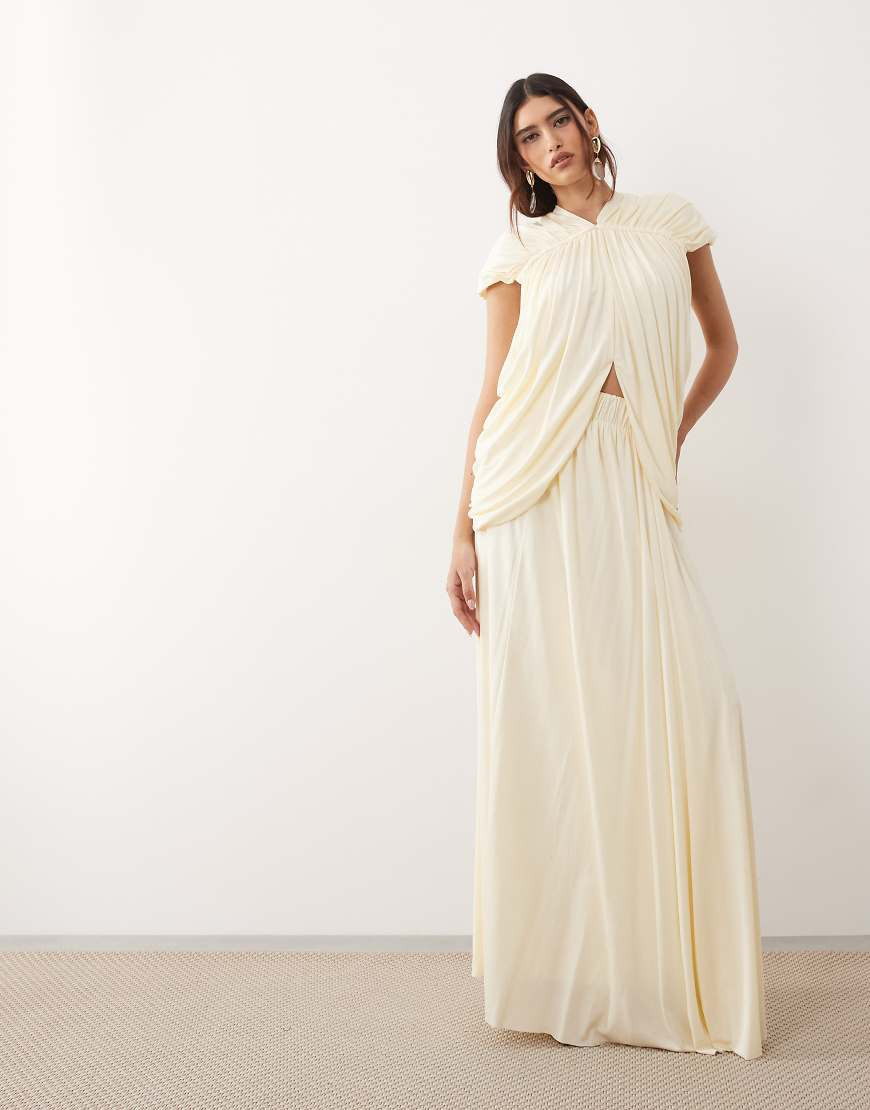 ARRANGE fluid volume maxi skirt co-ord in buttermilk-Yellow | ASOS (Global)