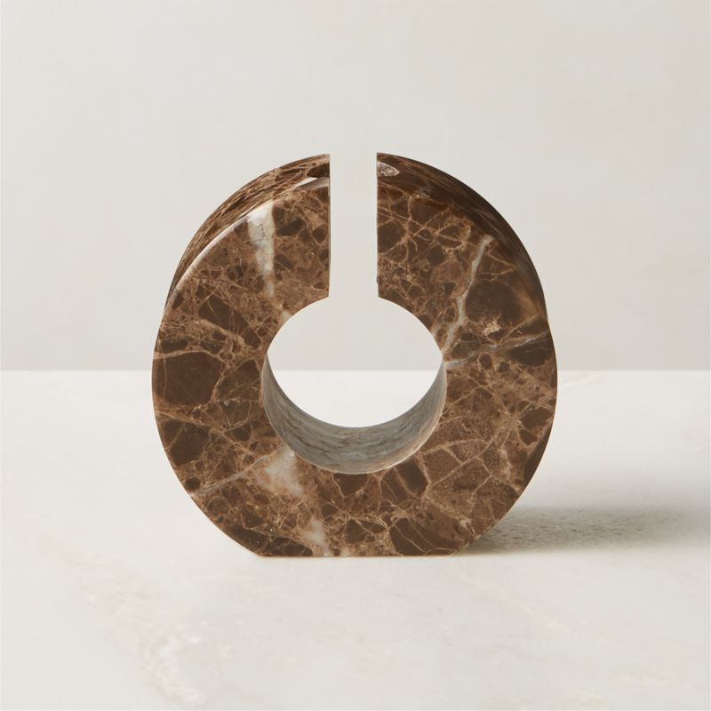 Orla Brown Marble Taper Candle Holder + Reviews | CB2 | CB2