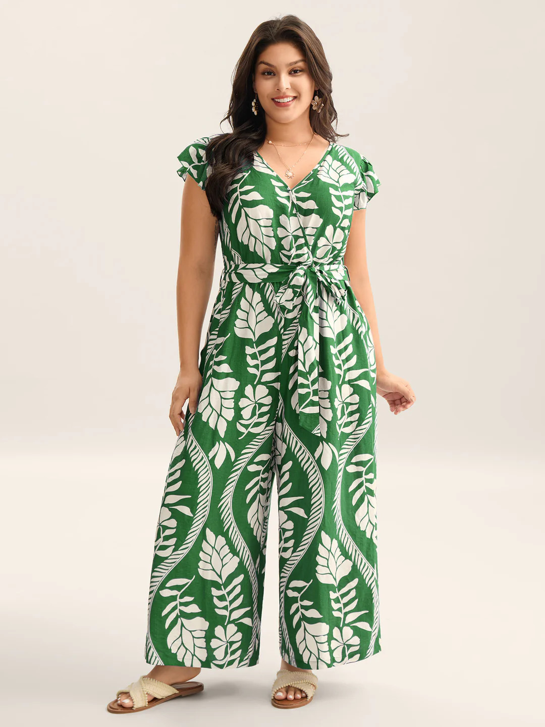 Large Floral Print Pockets Jumpsuit | Bloomchic