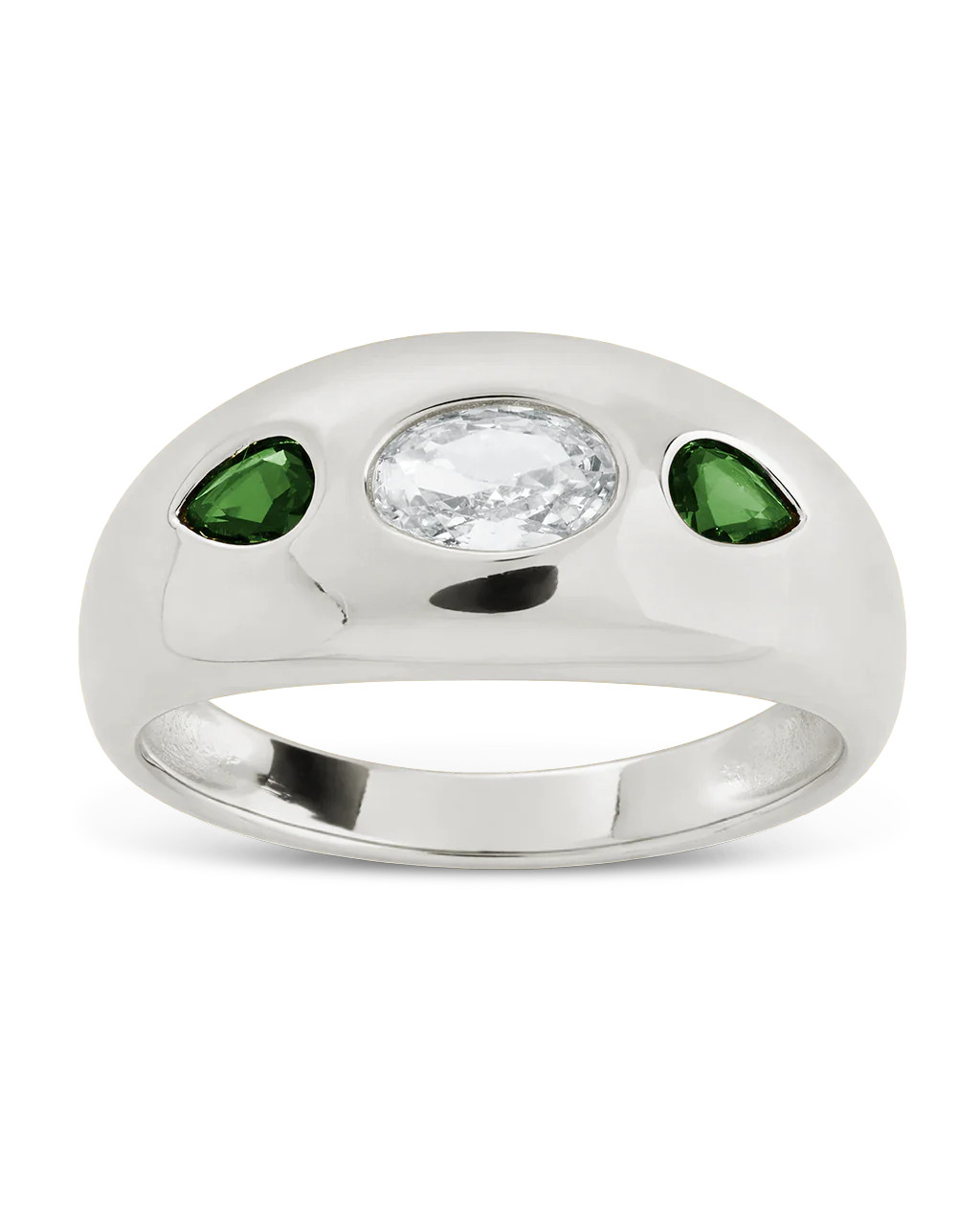 Sterling Silver Triple-Stone Tapered Dome Ring | Sterling Forever