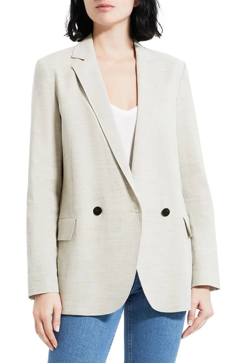 Theory Double Breasted Linen Blend Blazer | Nordstrom | Nordstrom