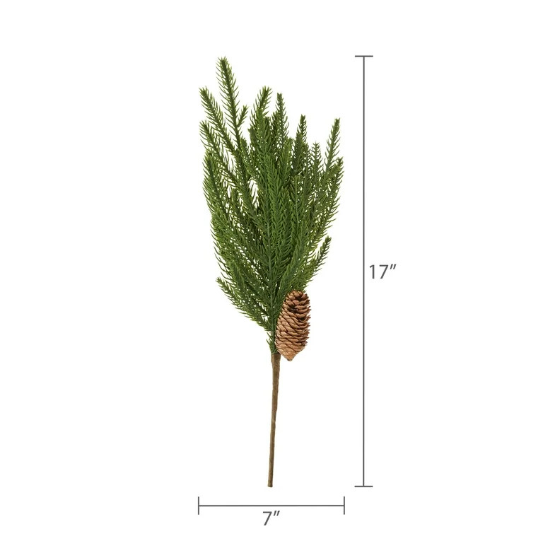 Green Norfolk Pine Decorative Christmas Pick, 16 in, by Holiday Time | Walmart (US)
