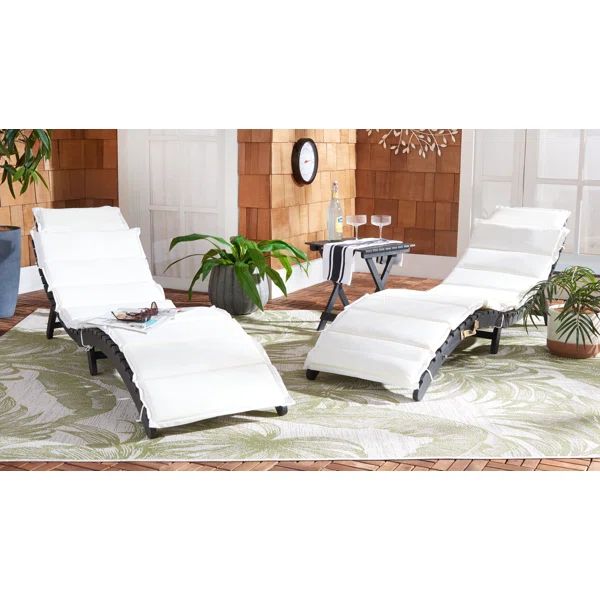 Alois Outdoor Acacia Chaise Lounge Set with Table | Wayfair North America