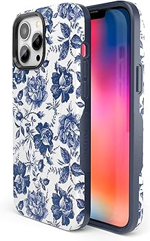 Casely iPhone 13 Pro Floral Case | Compatible with MagSafe | Rose to Fame | Blue & White Rose Cas... | Amazon (US)