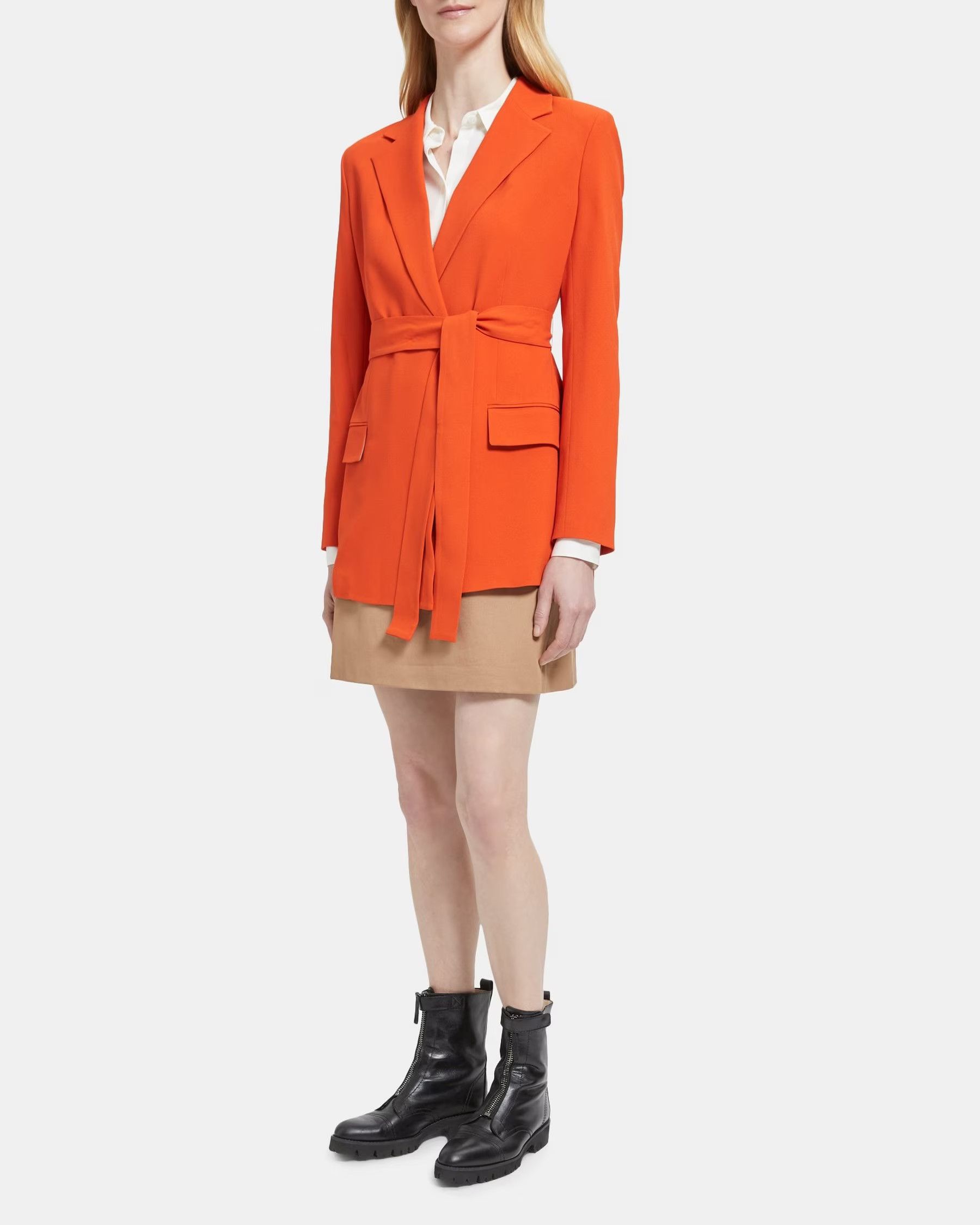 Belted Blazer in Crepe | Theory Outlet