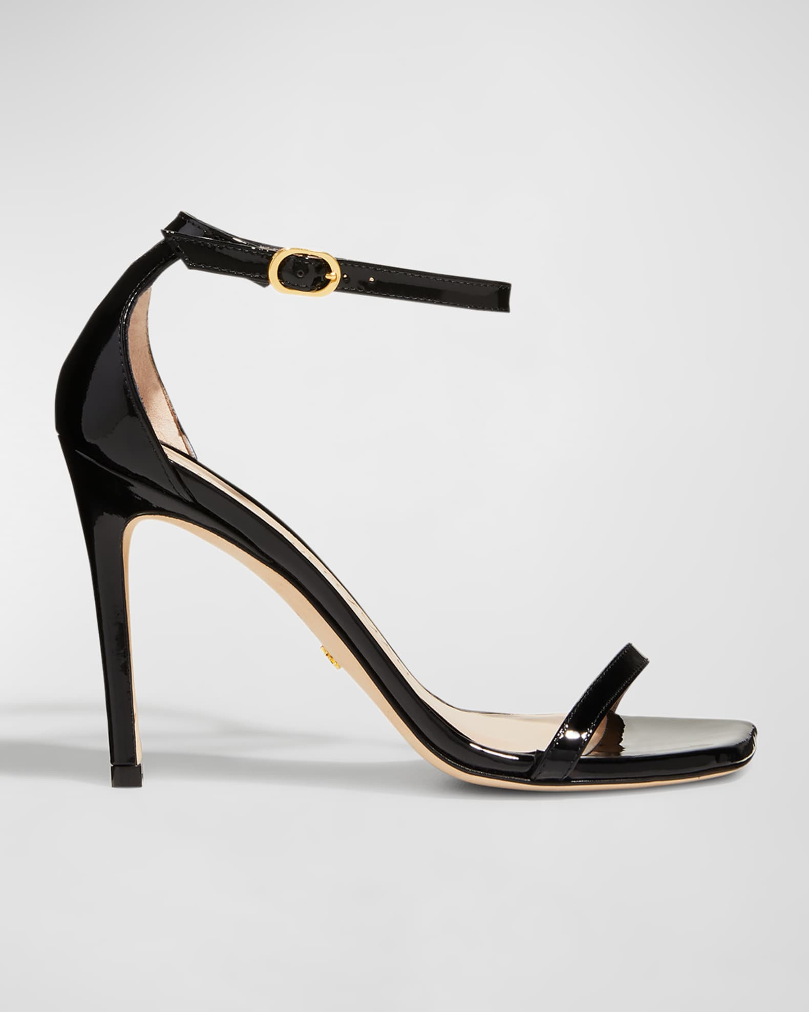 Stuart Weitzman Nudistcurve Patent Ankle-Strap Sandals | Neiman Marcus