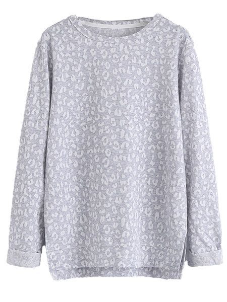 'Yanis' Grey Leopard Print Sweatshirt | Goodnight Macaroon