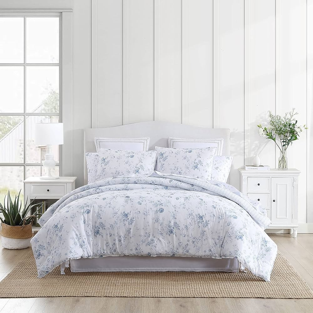 Laura Ashley King Comforter Set Cotton Belinda Blue | Amazon (US)